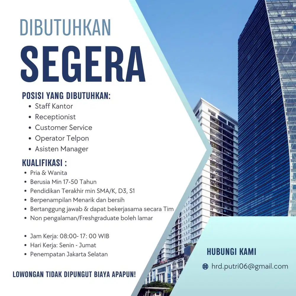 Urgently Hiring banyak posisi