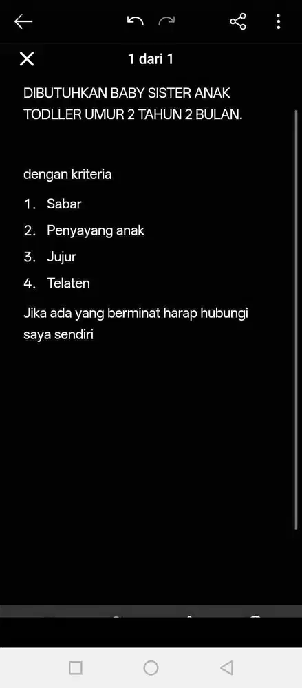 Dicari pengasuh 2anak laki