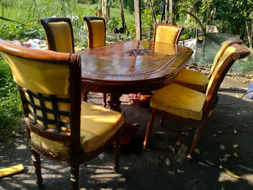meja makan jati Jepara asli 6 kaki, siap pakai