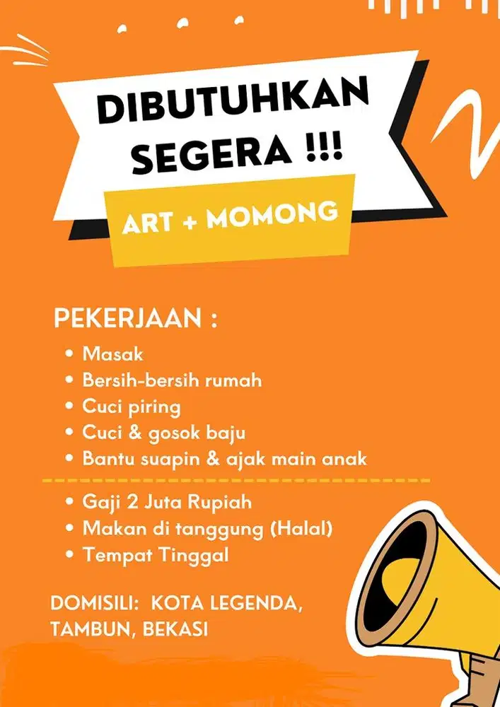 Lowongan ART & Momong (Majikan Langsung)