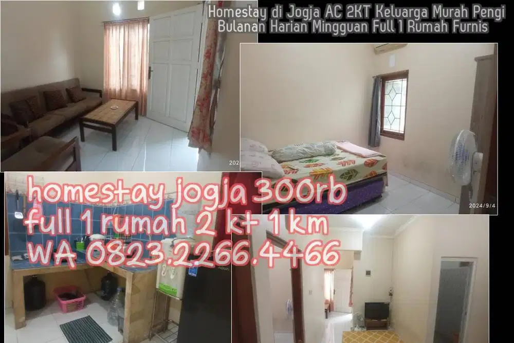 Homestay di Jogja AC 2KT Keluarga Murah Pengi  Bulanan Harian Mingguan