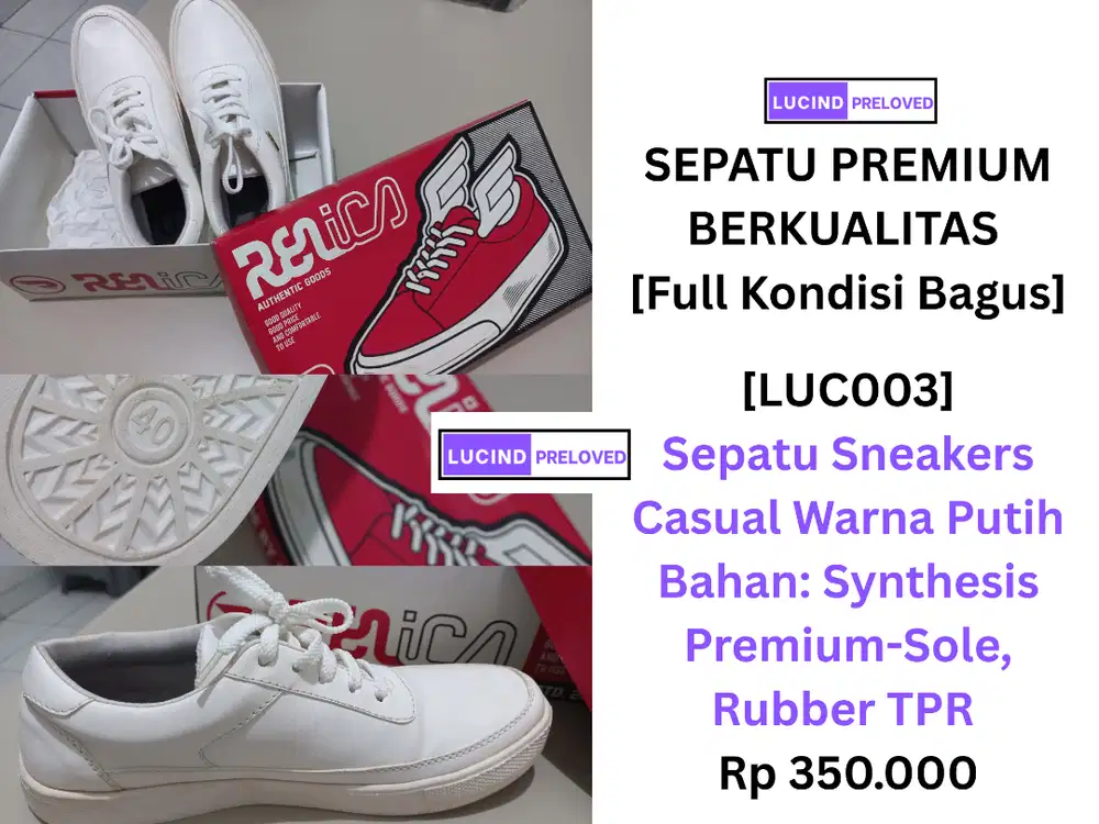 [LUC003] Sepatu Sneakers Casual Warna Putih