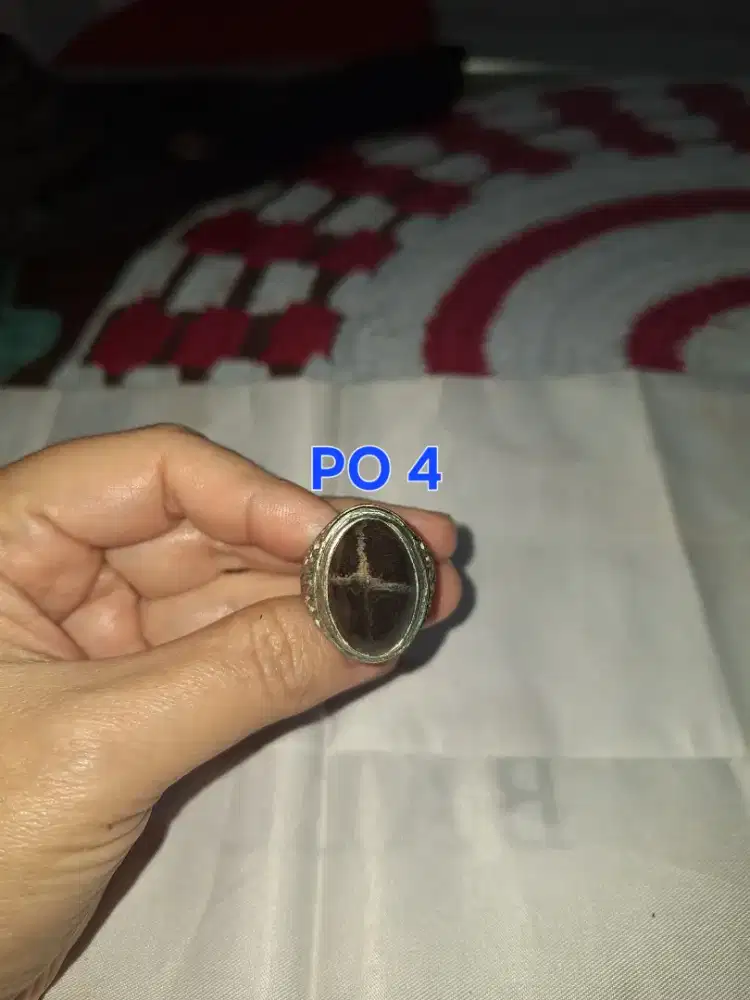 Batu cincin tapak jalak 
Hitam garis perak 
Po 04 Ring perak alpaca