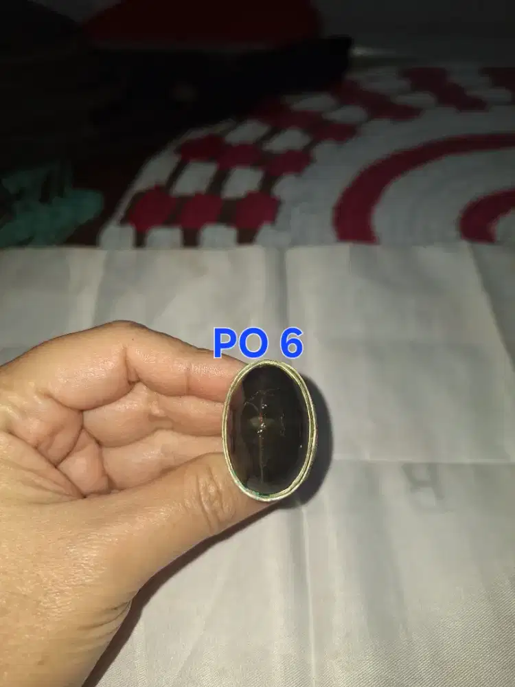 Batu cincin tapak jalak 
Hitam garis perak 
Po 06 Ring perak alpaca