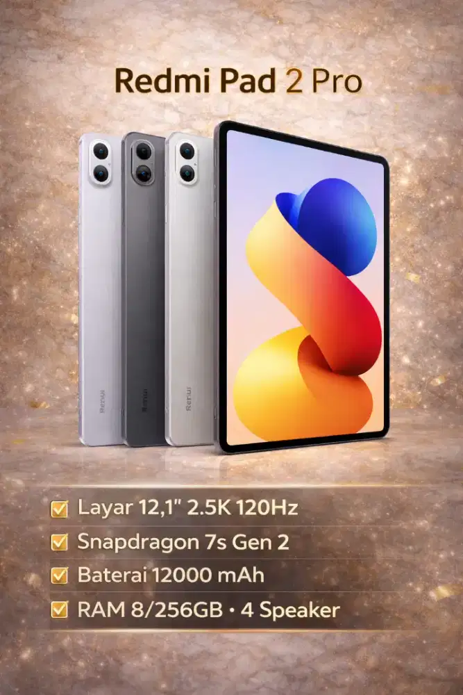 Redmi Pad 2 Pro 12,1 Inch 2,5K 120Hz RAM 8/256 GB Baterai 12000 mAh
