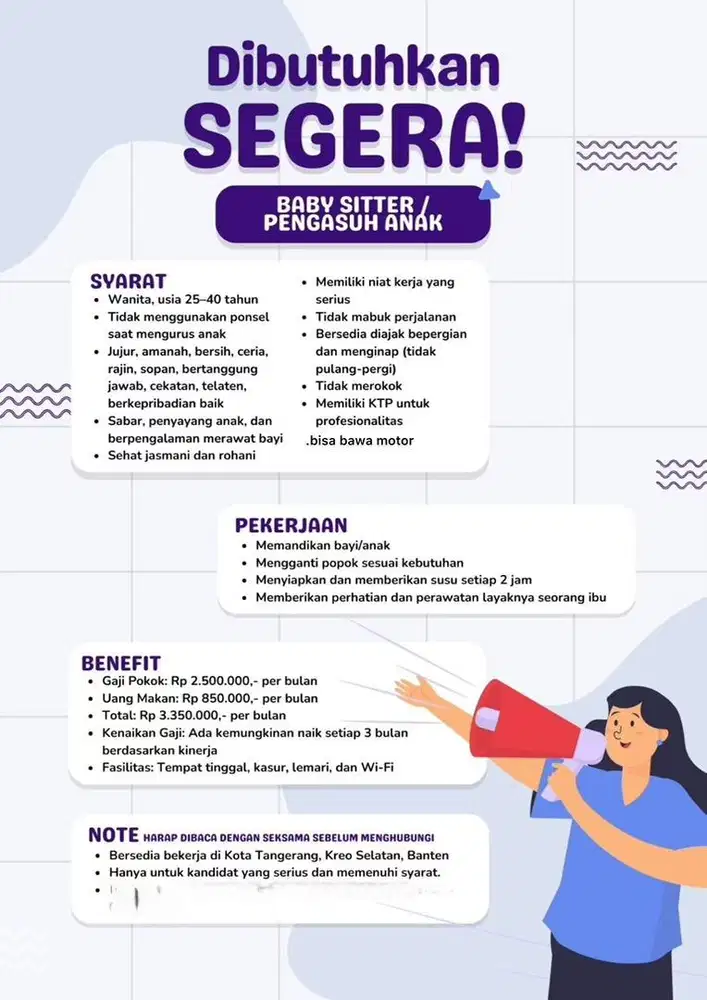 DICARI BABY SITTER (NGINEP TIDAK BISA PP) PENGALAMAN JAGA BAYI