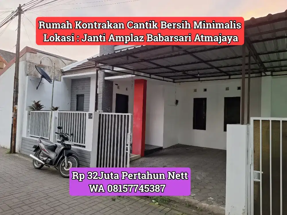 RUMAH DISEWAKAN JANTI AMPLAZ BABARSARI UPN ATMAJAYA 32JT NETT
