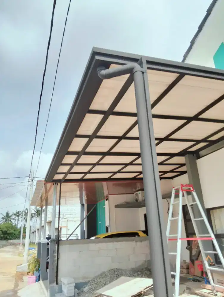 Kanopi alderon single layer kombinasi list profil talang air