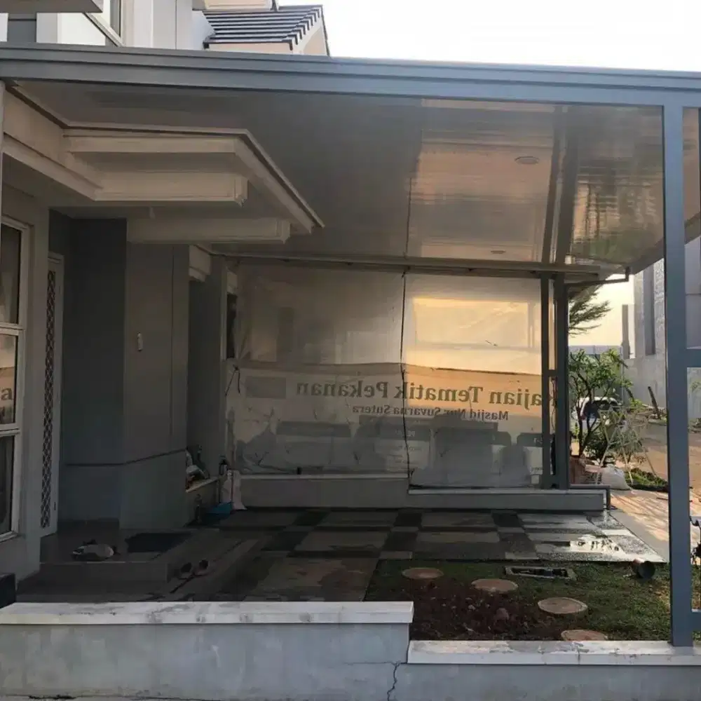 Kanopi alderon single layer+plafon pvc list profil talang air