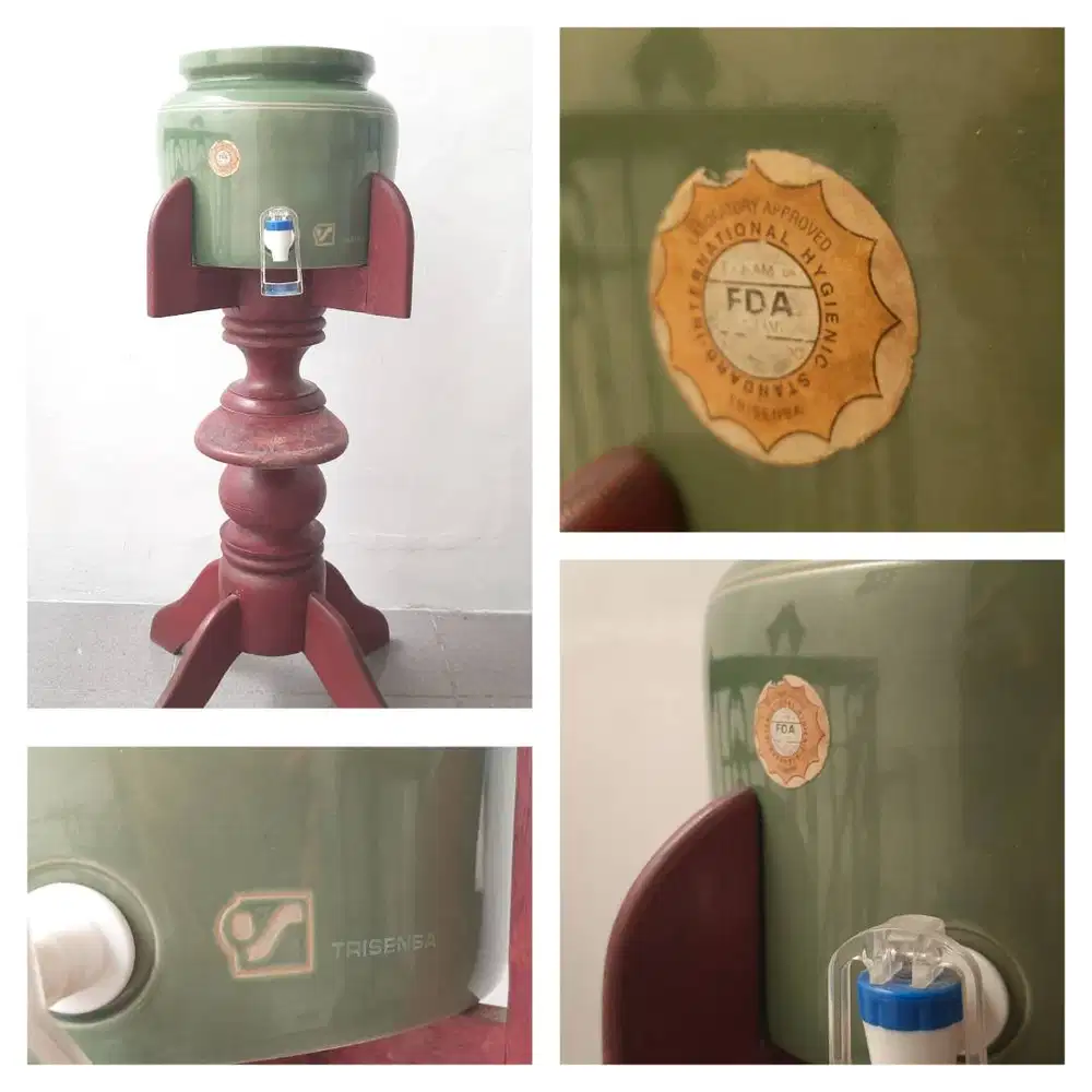 Guci Dispenser Keramik Air Plus Kaki Kayu