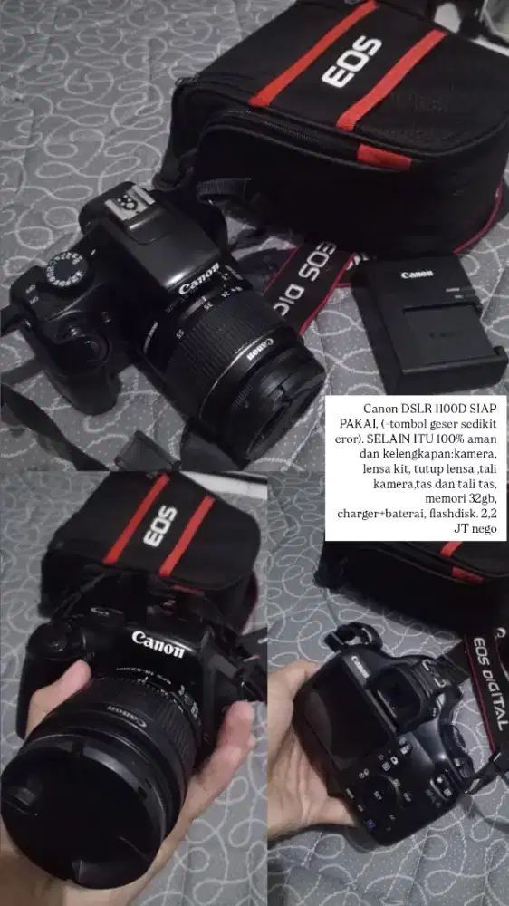 Canon DSLR 1100D Lengkap – Siap Pakai | Butuh Cepat | COD Surabaya