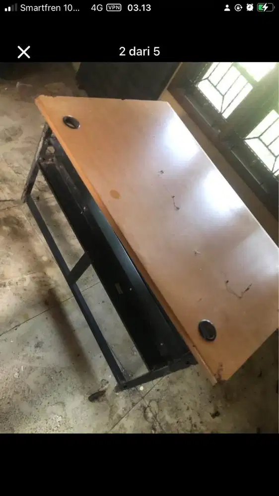 MEJA BESI KAYU PANJANG