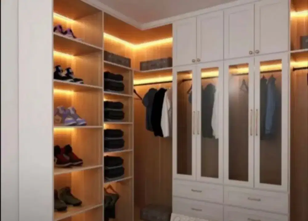 interior desain kitchen set kamar set wardrobe lemari backdrop tv