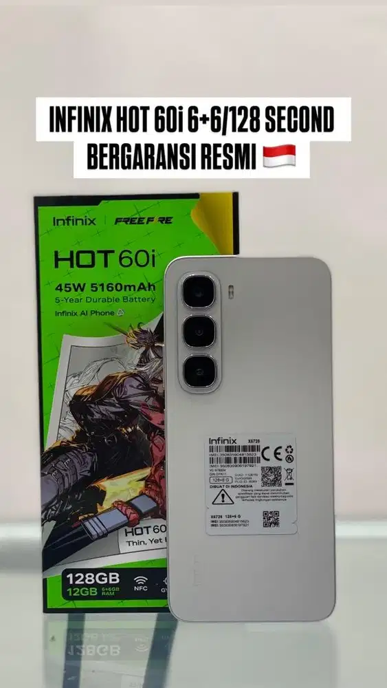 INFINIX HOT 60i 6+6/128 SECONDS BERGARANSI RESMI PANJANG
