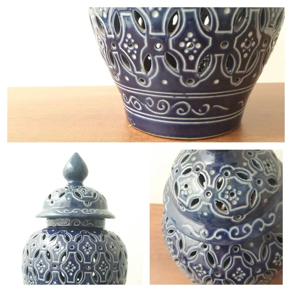 Guci Antik Seladon Biru Keramik Pajangan Seni Berkualitas