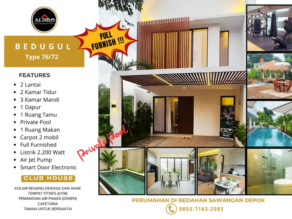 PERUMAHAN STRATEGIS FREE KENDARAAN BYD ATTO 1 + FULL FURNISH DI BEDAHAN SAWANGAN DEPOK