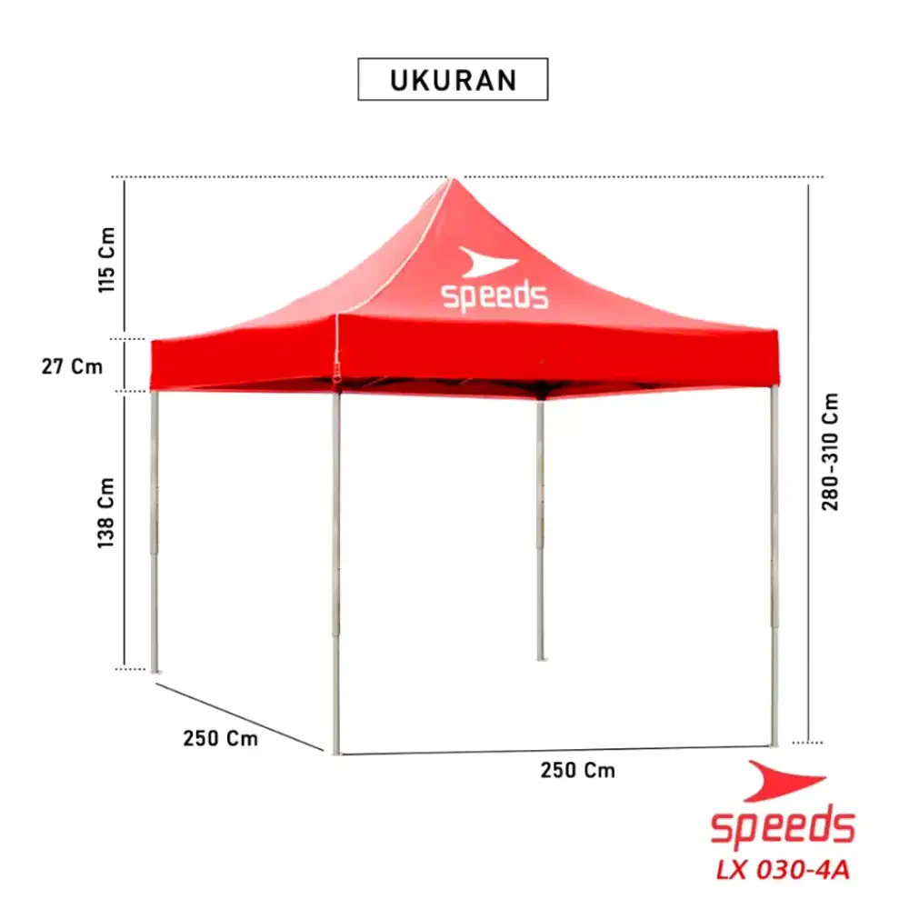 Tenda jualan speeds 2,5x2,5m Warna merah