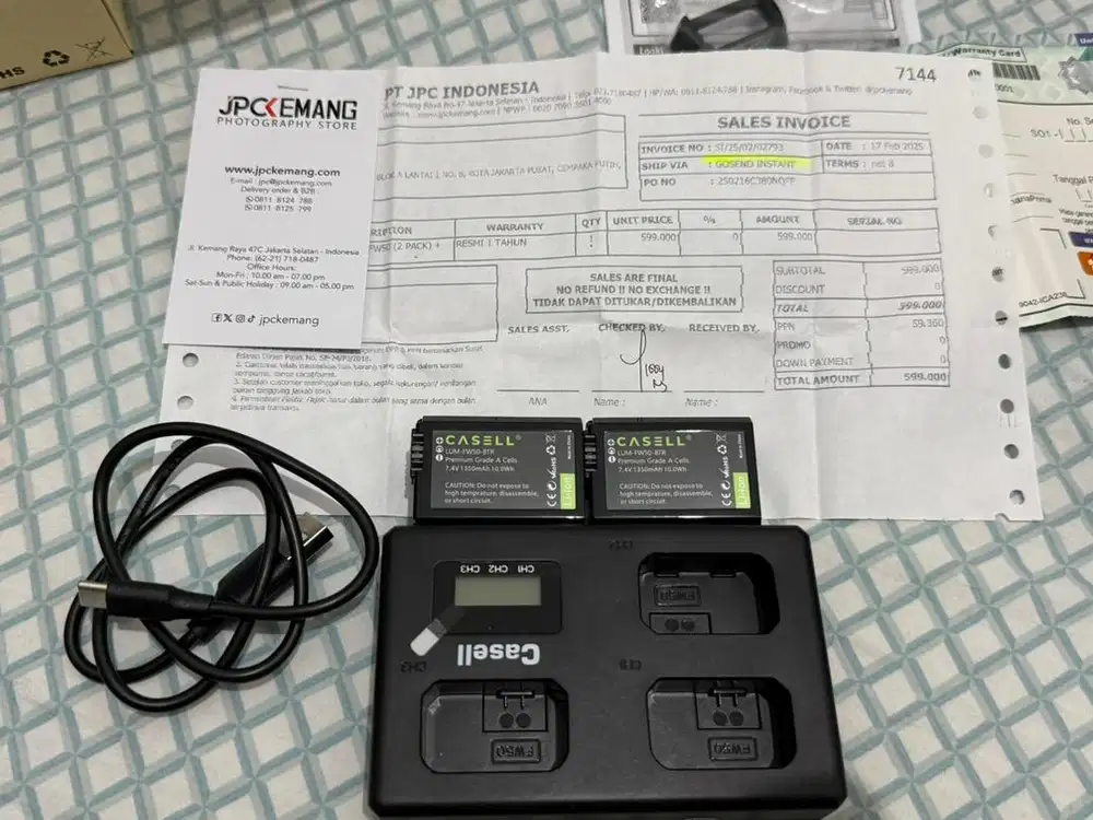 Baterai Sony A6400 Casell isi 2+charger