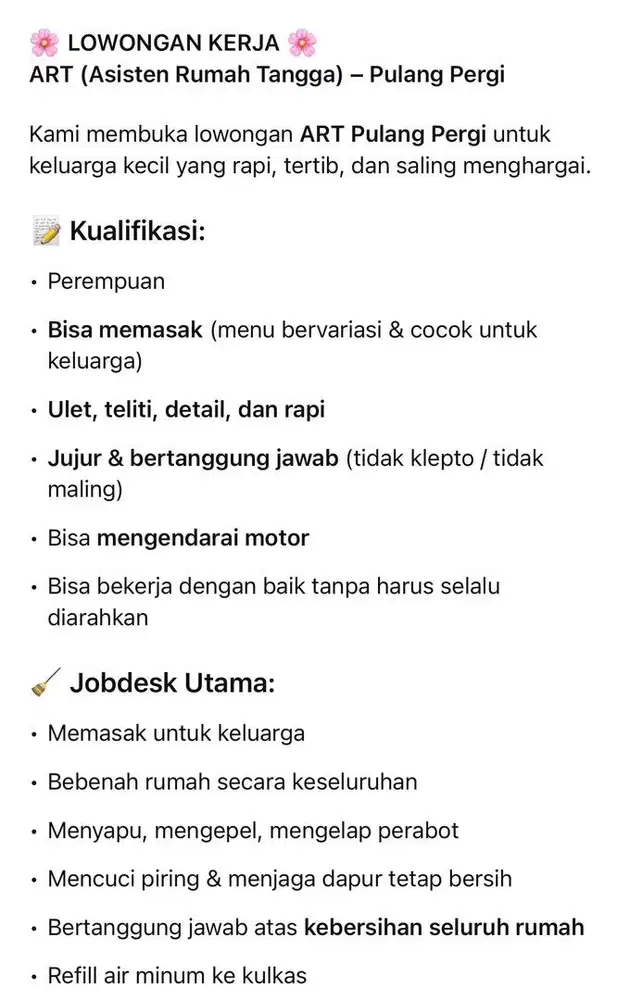 LOWONGAN KERJA ART PP