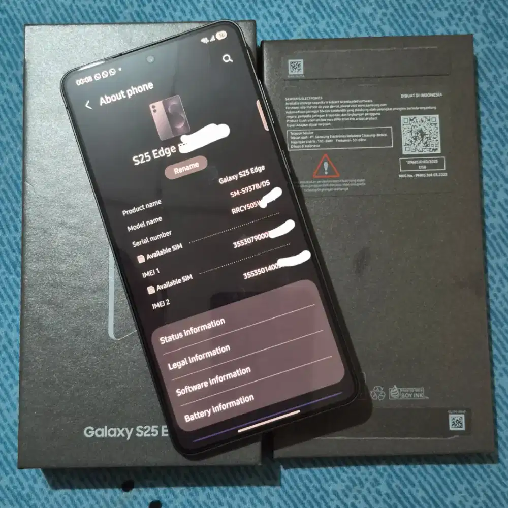 Samsung Galaxy S25 Edge 12/512 Jetblack SEIN Original Baru 2 Bulan