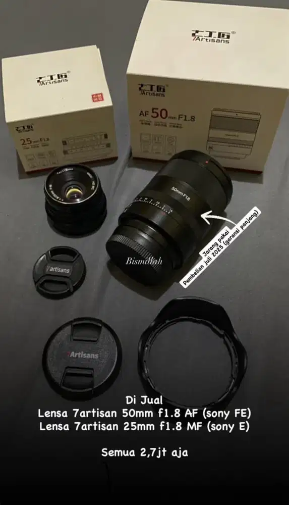 Lensa 7artisan 50mm f1.8 AF & Lensa 7artisan 25mm f1.8 MF