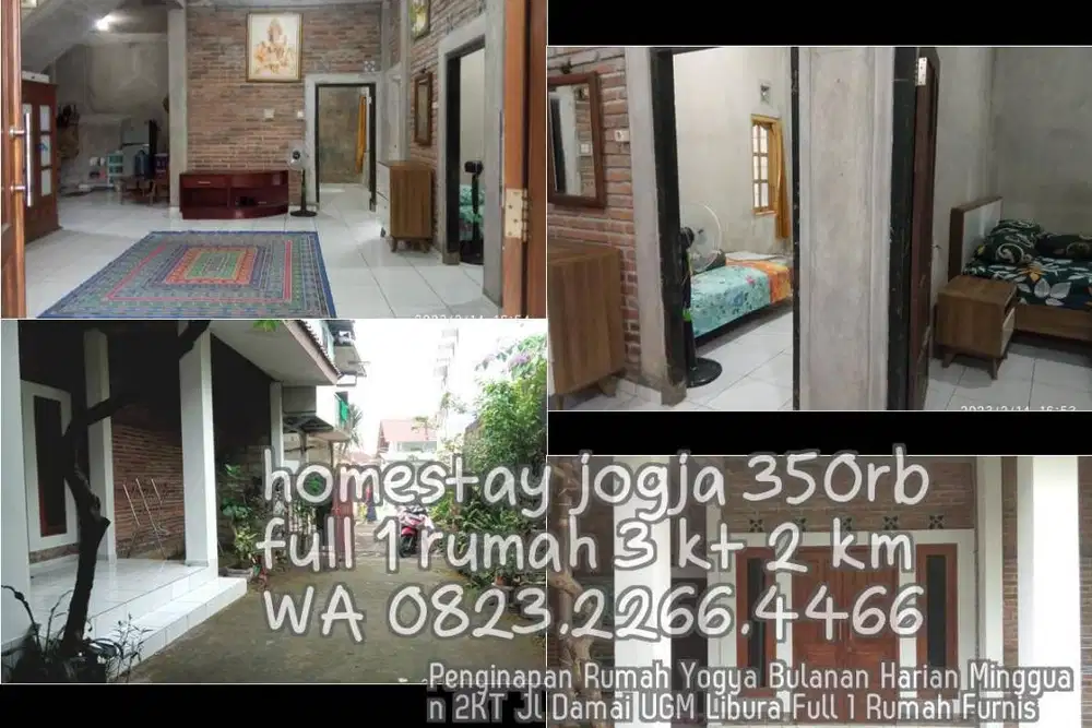 Penginapan Rumah Yogya Bulanan Harian Mingguan 2KT Jl Damai UGM Libura