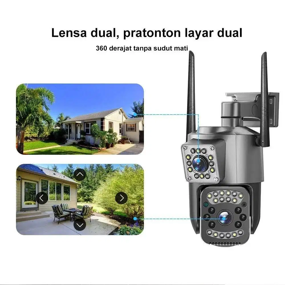 Smart IP CCTV Kamera 3 Lensa V380 Outdoor IP66 Waterproof Screen HD
