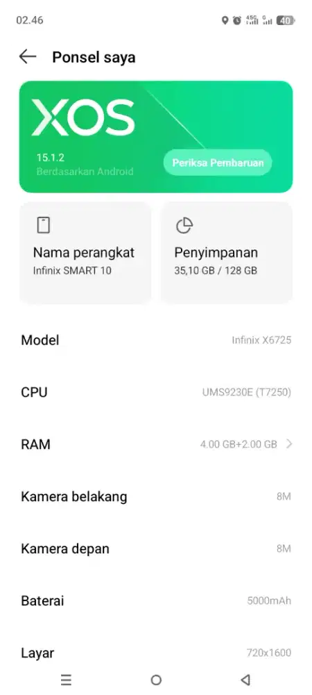 Di jual BU cepat hp Infinix smart 10, ram 4+2/128, mulus,lokasi jakpus