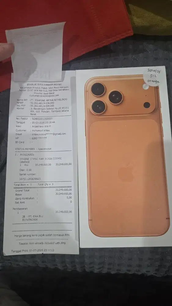 iPhone 17 Pro Max 512GB Cosmic Orange Baru Segel