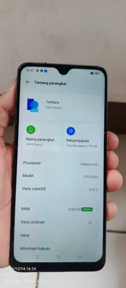 Opo  reno 3 resmi opo  8/128  mnus gantian LCD ama bcdoer pda rtak