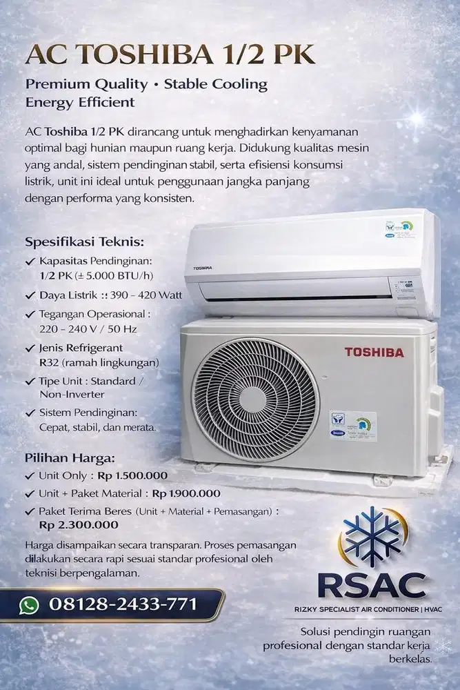 ac 1/2 pk baru 5 bulan like new