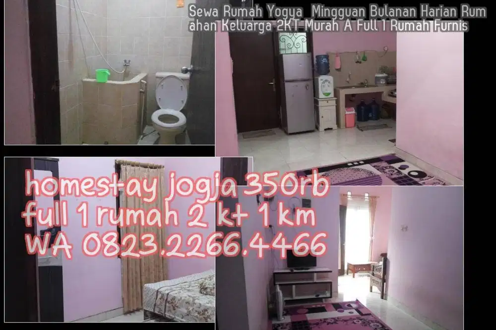 Sewa Rumah Yogya  Mingguan Bulanan Harian Rumahan Keluarga 2KT Murah A