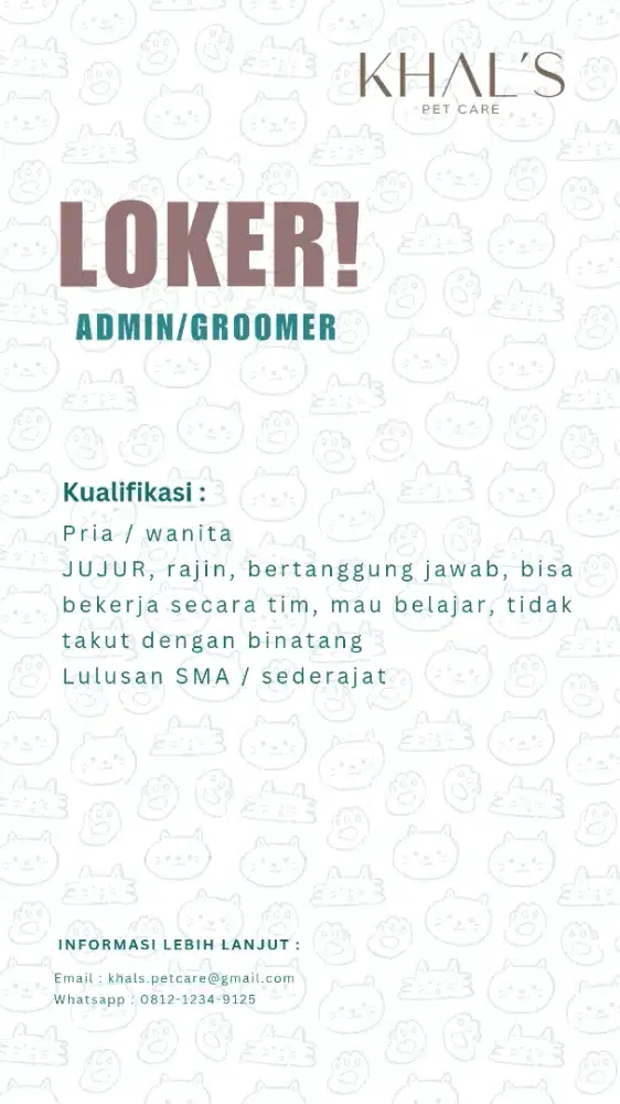 LOWONGAN KERJA DI PET CARE