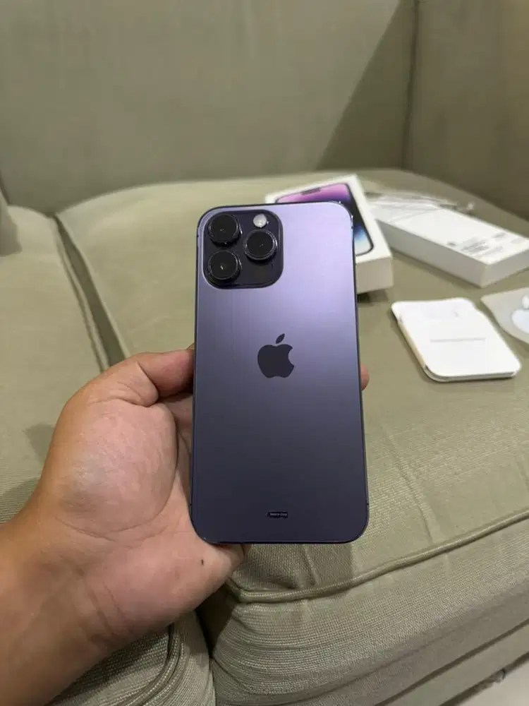 IPHONE 14 PROMAX 256GB RESMI DEEP PURPLE FULLSET MULUS NOMINUS