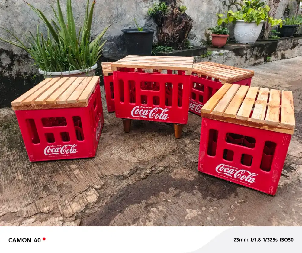 KURSI MEJA KRAT BEKAS COCA COLA FULL SET