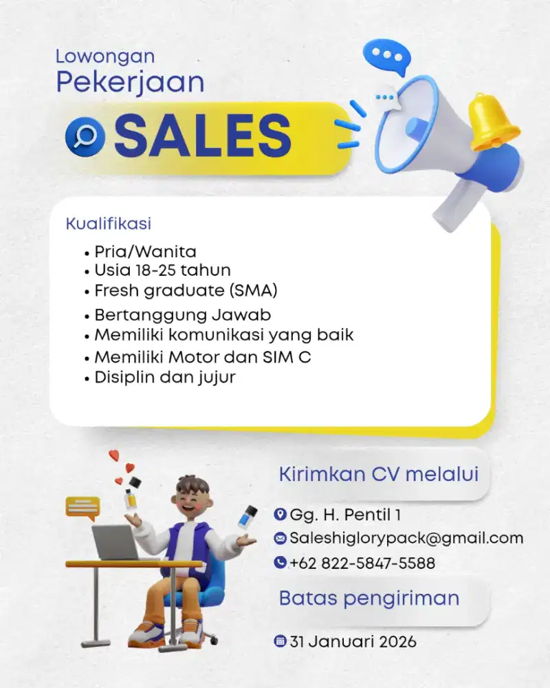 Lowongan kerja Sales Representative