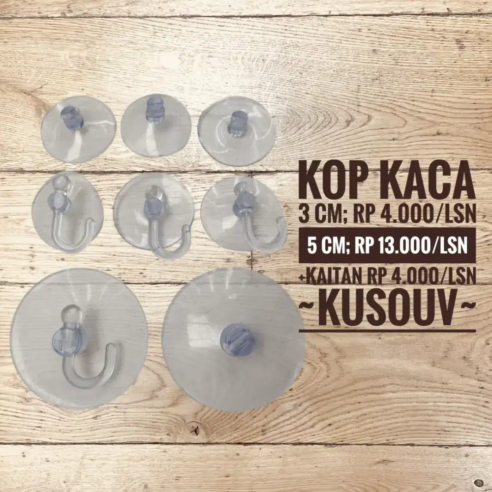 Kop Kaca/Tempelan Kaca/Gantungan Kaca Karet Bening