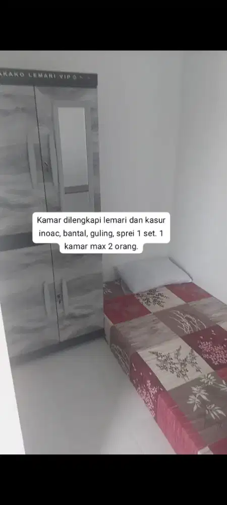 Kosan tgl 16 ready, km dlm, sisa 1, furnis, free wifi,  masuk mobil