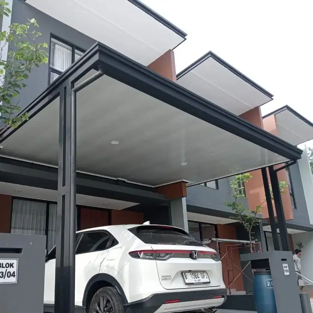 Kanopi alderon single layer+plafon pvc list profil talang air