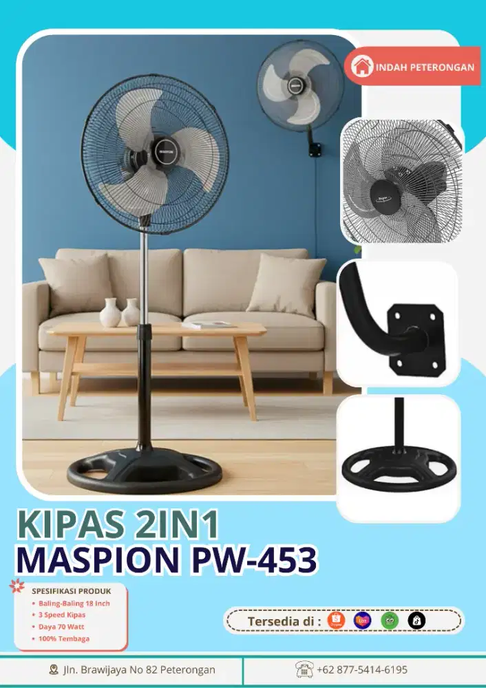 KIPAS ANGIN MASPION 2IN1 PW 453