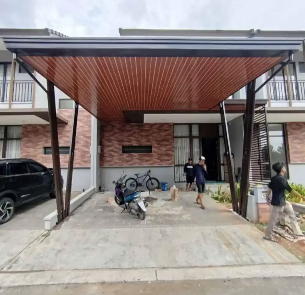 Kanopi alderon single layer+plafon pvc list profil talang air