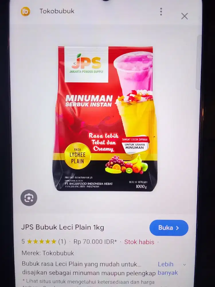 JPS SERBUK MINUMAN USAHA 20 RIBUAN 1, LYCHEE , THAI TEE, MATCHA LATTE