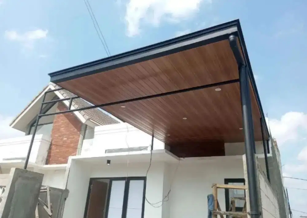 Kanopi alderon single layer+plafon pvc list profil talang air