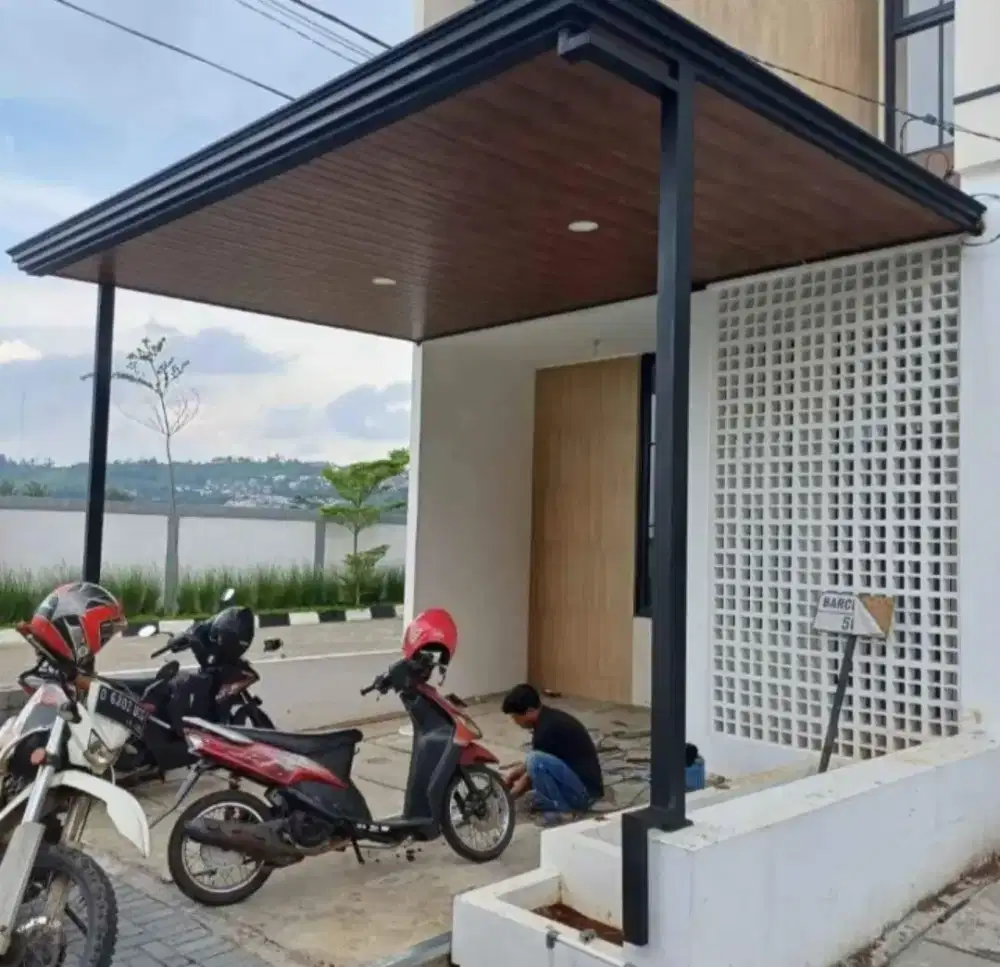 Kanopi alderon single layer+plafon pvc list profil talang air