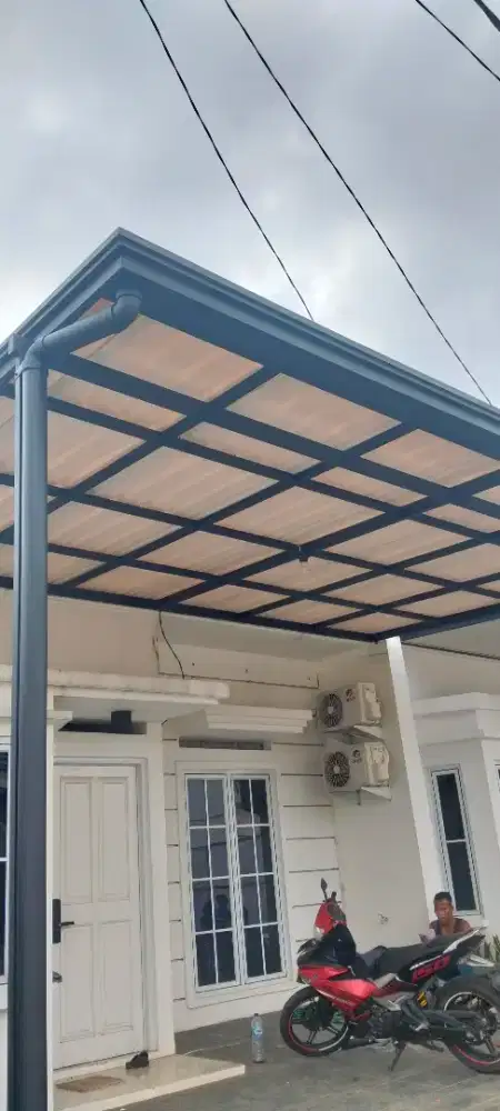 Kanopi alderon single layer kombinasi list profil talang air