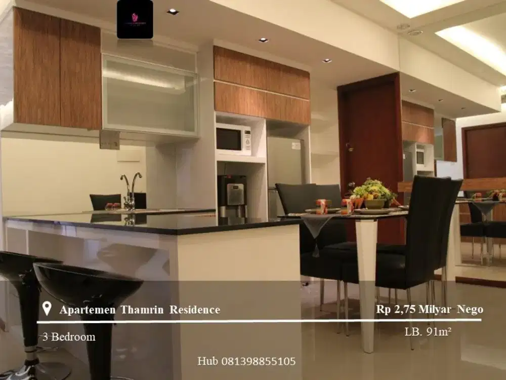 Dijual Apartement Thamrin Residence High Floor 3BR FF