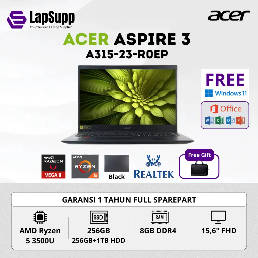 ACER ASPIRE 3 A315-23-R0EP AMD Ryzen 5 3500U 8GB DDR4 256GB + 1TB HDD