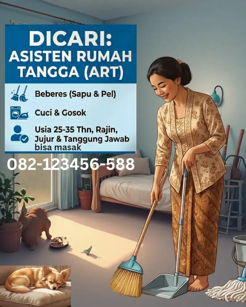 Dicari asisten rumah tangga (ART) di Cideng Jakpus