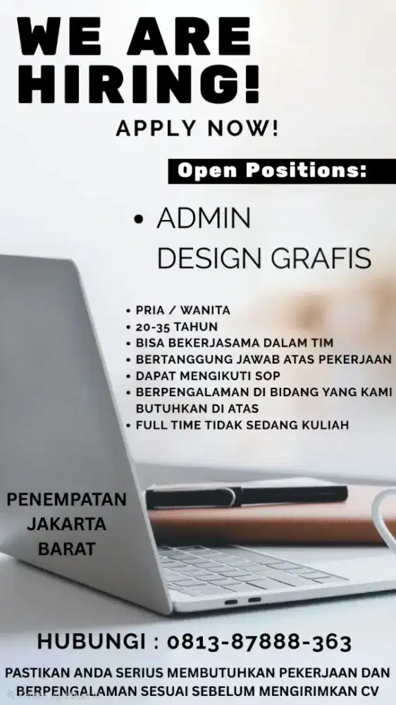 Di Butuhkan Segera Admin Design Grafis