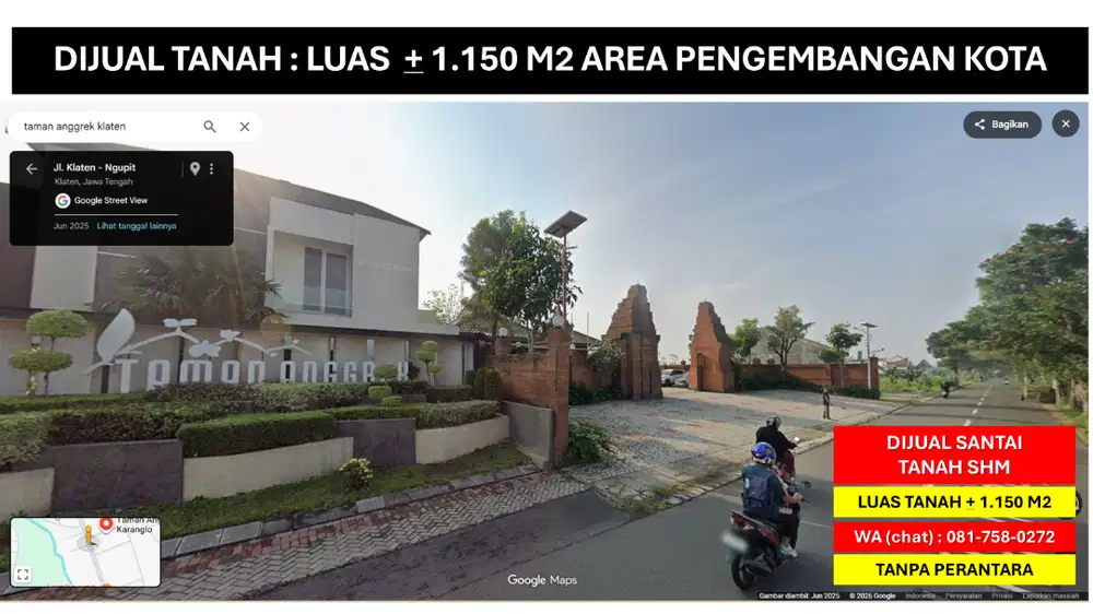 Tanah Strategis Pengembangan Kota Klaten akses ke Jogja Solo Semarang